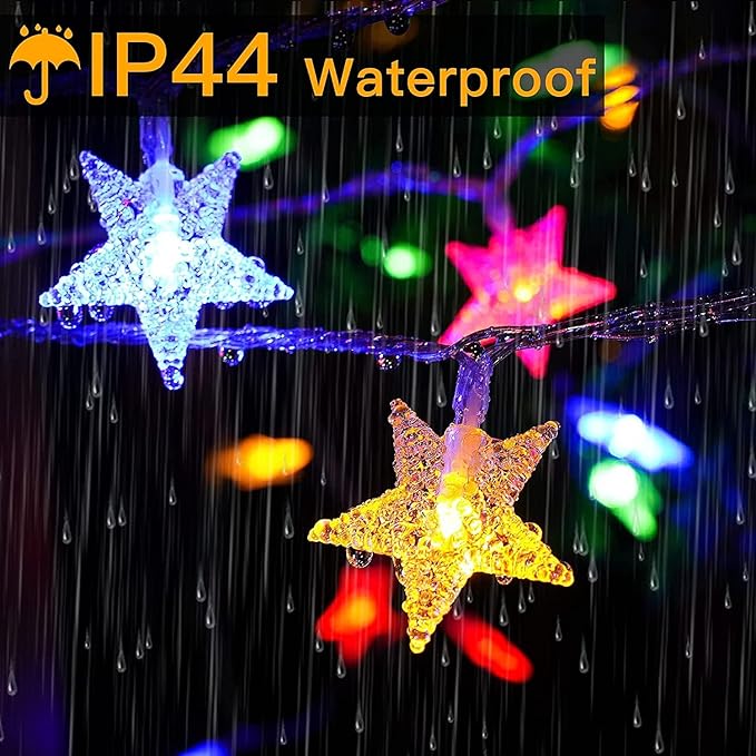 ITICdecor Star String Lights 15 FT 30 LED Fairy Christmas Light Battery Operated Indoor Outdoor Twinkle Lights Bedroom Decor for Party Wedding Xmas Tree (Multicolor)