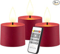 smtyle Vintage Red Tea Lights Candles Battery Operated 500 Hours of Warm Christmas Glow with CR2477 Batteries and Remote Flickering Fake Votive LED Set of 3 Table Decorations