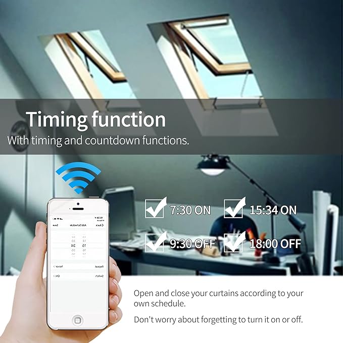 Olideauto Home Automatic Window Opener with Running Trip 11-4/5'',Smart WiFi Electric Single Chain Window Opener for Skylight,Compatible for Alexa,Google Home,Phone APP,with Wireless Rain Sensor