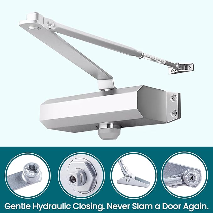 Automatic Door Closer – Adjustable Spring Type, Grade 3 Hydraulic Self-Closing Door Closer for Home, Bedroom & Interior Doors