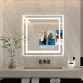 36 X 36 Inch Square LED Bathroom Vanity Mirror, 3 Colors Light Dimmable, Wall Mounted Memory Lighted Makeup Mirror with Anti-Fog Touch Switch (Front-lit&Backlit)