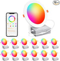 Recessed Lighting 6 Inch RGBCW Color Changing Smart Recessed Ceiling Lights 16W 1350LM LED Downlights Dimmable by Alexa & APP, 2700K-6500K,16 Million Colors - DIY Scenes - Timer - 23 Modes (12 Pack)