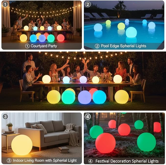 20-inch Large LED Globe Orb Light, Rechargeable LED Ball Light, Dimmable 16 RGB Colors Globe Floor Lamp w/Remote, Indoor/Outdoor Waterproof Glowing Orb Mood Lamp for Home Garden Patio Party