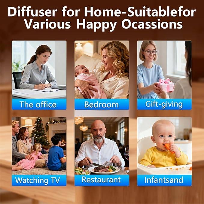 Waterless Essential Oil Diffuser, Plug in Air Scent Diffuser, Small Aromatherapy Frangrance Diffuser Machine with Night Light for Home, Living Room, Bathroom, Kitchen, Office, Hotel, White