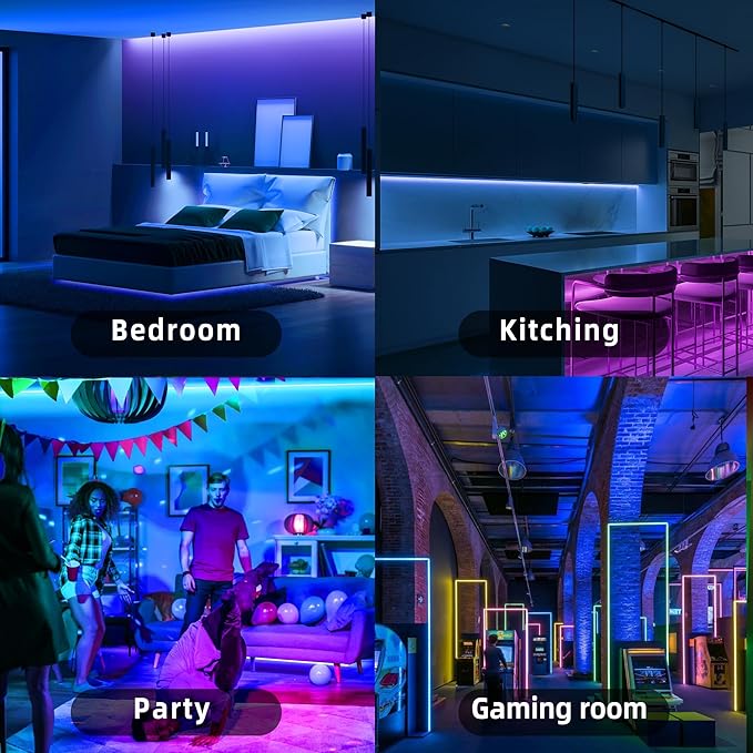 Led Lights for Bedroom 20ft 180Leds Music Sync Color Changing Led Strip Lights with 60 Key Remote and App Control RGB Led Light Strip for Home Party Room Decoration