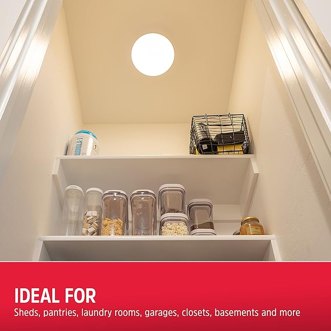 Energizer LED Ceiling Light Fixture, Battery Operated, Wireless Wall Switch Remote, 300 Lumens, Ceiling Light No Electricity, Perfect for Closets, Laundry Room, Garage, Shed and More, 58823-T1