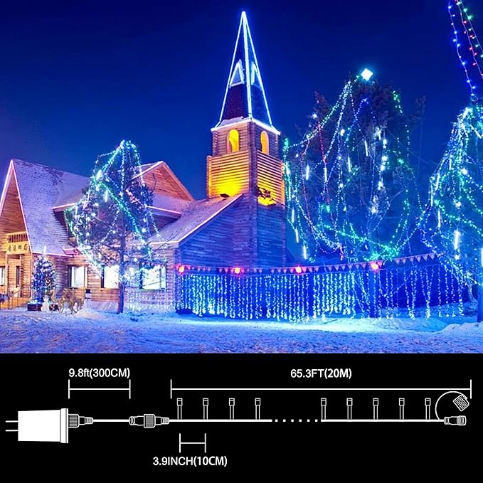 LAMPHOME 66FT 200 LED Blue Christmas Lights,16 Modes Connectable Fairy String Lights, Plug in Indoor Outdoor Blue Lights for Xmas Tree, Party, Garden, Hanukkah, Independence Day Patriotic Patio Decor