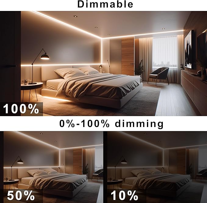 COB LED Strip, 32.8ft Warm White 3000K COB LED Strip Light, Dimmable LED Light Strip, CRI92+, 8mm Width, 24V Flexible LED Tape Light for TV, Bedroom, Kitchen Cabinet, Closet, Home Decoration.
