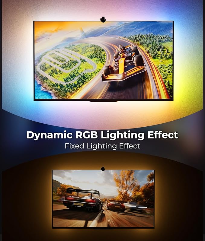 LED TV Backlight 14FT - TV Lights That Change with TVs for 55-65 inch Screen with Sensor Cuttable RGB Strip Lighting Smart App Control Game and Music Sync Color That Changing