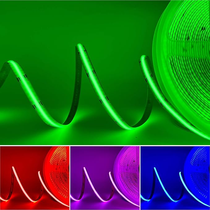 GIDEALED 32.8ft Smart ZigBee RGB COB LED Strip Light 24V Kit,Require ZigBee 3.0 Hub Bridge,Support Hub APP/Alexa Echo Plus Voice Control Flexible LED COB Light Strip Dimmable,Color Changing RGB FCOB