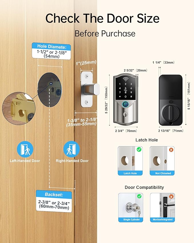 WiFi Smart Lock for Front Door – Firstriver Keyless Entry Electronic Deadbolt with Biometric Fingerprint & Digital Keypad Built-in Wi-Fi App Control Auto Lock Compatible with Alexa & Google Assistant