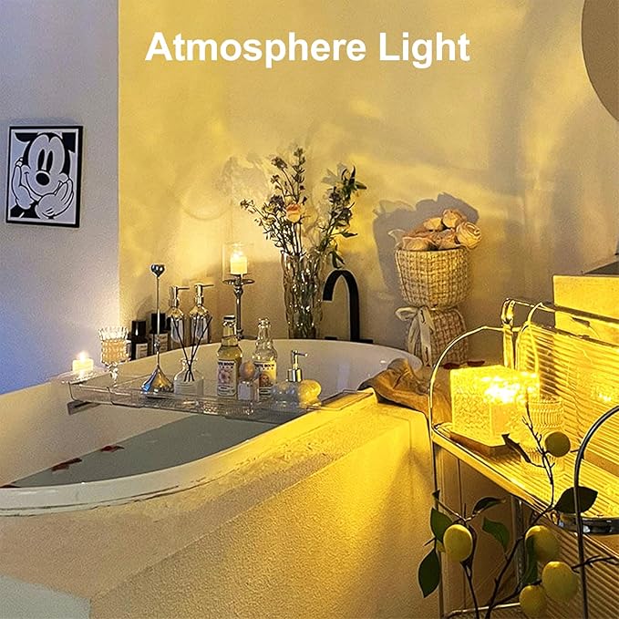 Northern Lights Projector Rechargeable,Ocean Wave Projector Mood Lighting Ambient Lighting with 16 Colors and Dynamic Water Effect for Living Room Bedroom Decor - Cordless 4.5"