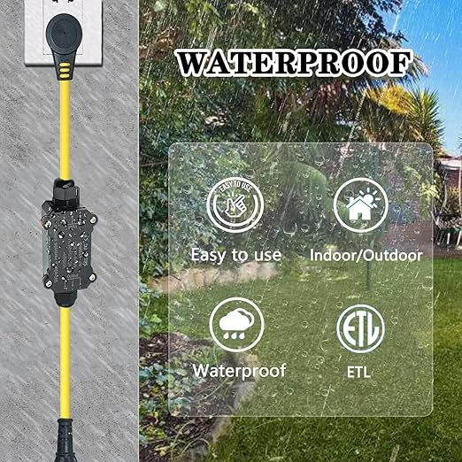 Outdoor Wireless Remote Control Outlet Plug,AC110V Waterproof Remote Control Power Switch,AC110V/120V/250V/20A Heavy Duty Smart Outlet,164FT Range,Suitable for Lamps,Electrical Equipment,etc