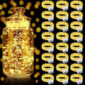 Aogist 24 Pack Fairy Lights 3 Modes 7ft 20 LED Waterproof,Battery Operated Silver Wire Firefly Starry Moon Mini String Lights for Mason Jars Christmas DIY Crafts Wedding Party Bedroom,Yellow