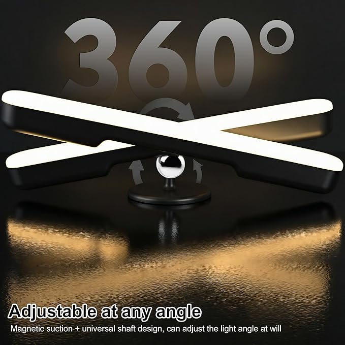 Wireless Vanity Lights for Mirror, Rechargeable Battery Operated Stick on Lamp, Adjustable Makeup Light, Cordless Magnetic LED Bar Renter Friendly Lighting Decor Gift, Black