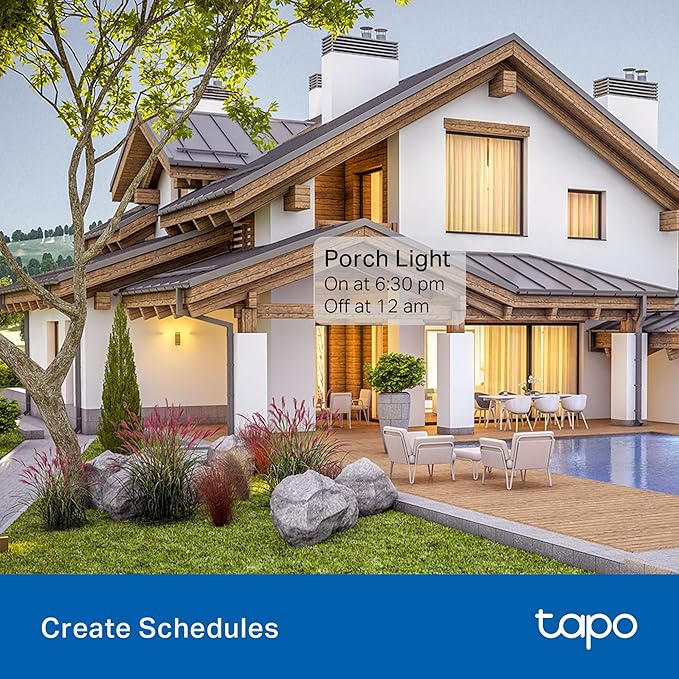 Tapo Outdoor Smart Dimmer Plug for Outdoor Lights, Matter, Energy Monitoring, App Control, IP65 Weather Resistant, Works with Siri, Alexa, Google, ETL Certified, 150WLED/CFL, 2.4GHZ WiFi Only, P430M