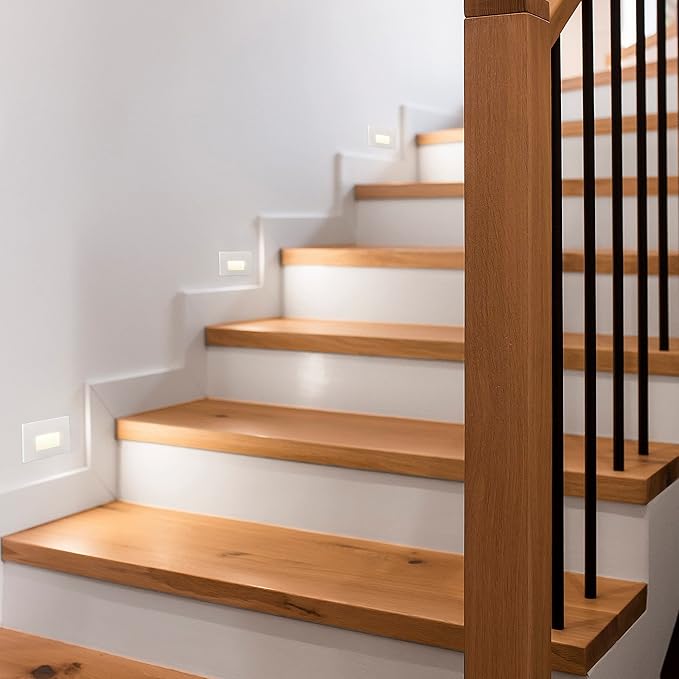 Maxxima 2 Pack Horizontal LED Step Light - Modern Indoor/Outdoor Stair Light, 3 CCT Color Selectable 3000K, 4000K, 5000K, 75 Lumens, IP65 Rated for Outdoor and Damp Locations - White
