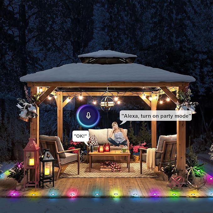 Sumaote LED Deck Lights Kit, 50 Pack 1.77" RGBW+IC Multicolor Dynamic Low Voltage Recessed Landscape Lights, IP67 Waterproof 12V Step Light Outdoor for Garden Yard Path Ground Stairs
