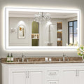 72x36 Brushed Nickel LED Bathroom Mirror with Lights, Sliver Framed Backlit and Front Lit Anti-Fog Lighted Vanity Mirrors for Bathroom Wall, Dimmable, 3 Colors, Memory, Tempered Glass, CRI＞90
