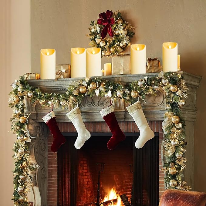 YIWER Plastic Flameless LED Candles,Pack of 4 Battery Operated Candle with 10 Key Remote Control Electric Fake Flickering Light Ivory Pillar D3”H6”