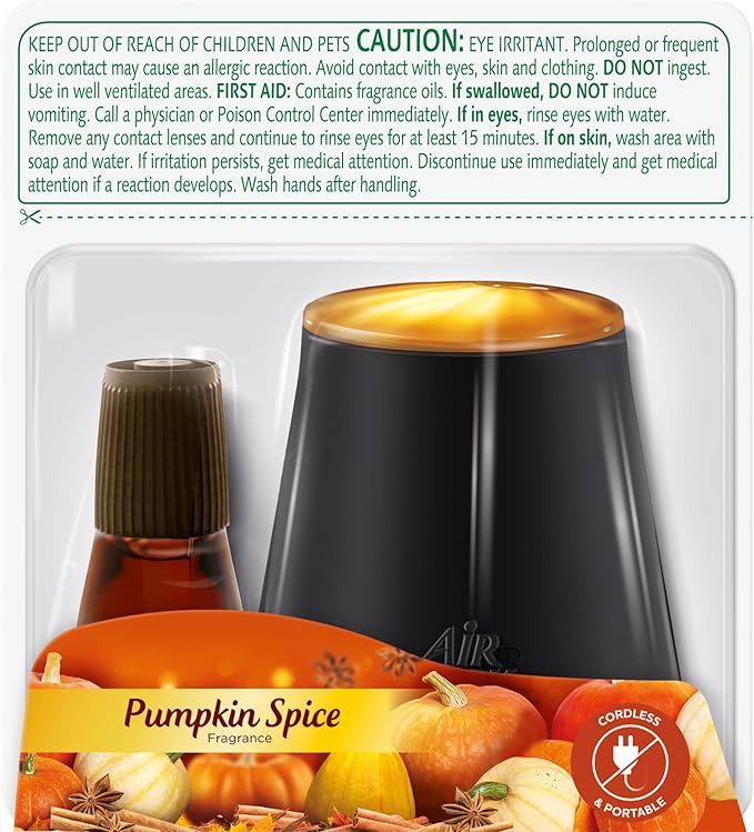 Air Wick Essential Mist Starter Kit (Diffuser + Refill), Pumpkin Spice, Fall scent, Fall spray, Essential Oils Diffuser, Air Freshener