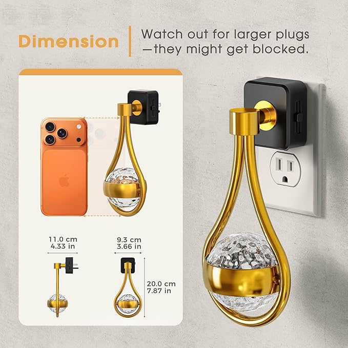 Briignite LED Night Lights Plug into Wall, 330° Rotating Night Light with Dusk to Dawn Sensor, 0-100LM Dimmable Nightlight Adjustable Brightness, 3000K Warm White for Hallway, Bedroom, Stairway