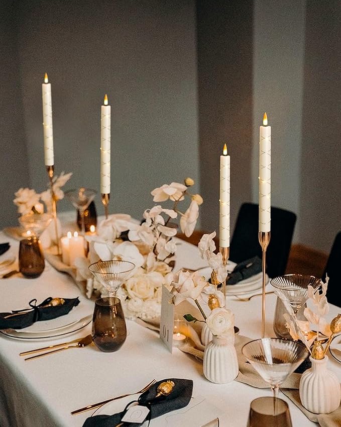 Da by 6 Flameless Window Candles with Remote Control & Timer, Surround String Lights, Battery Powered, 9.6" Christmas Candles, Free 6 Black Bases for Home Décor (Pack of 2)