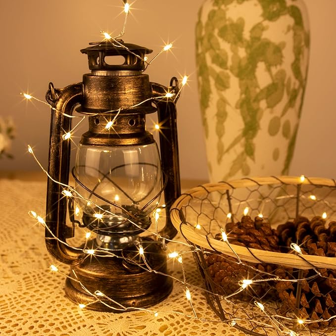 Fairy Lights Plug in, 33FT 300LED Firecracker String Lights Waterproof Silver Wire, for Bedroom/DIY/Party/Garden/Porch/Patio/Backyard/Christmas Tree, with Remote Timer & 8 Modes, Warm White