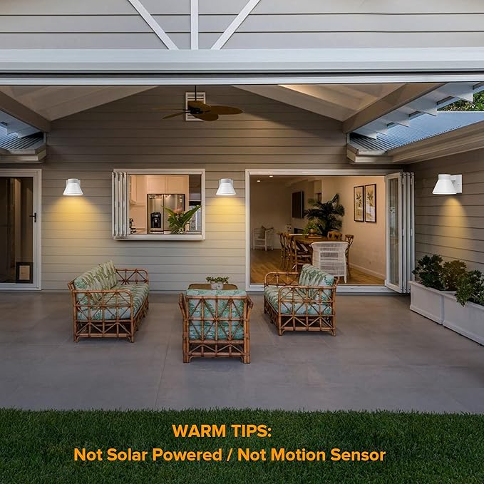 UME 2 Pack LED Outdoor Wall Light Fixtures, Dusk to Dawn Outdoor Wall Lantern, Exterior Waterproof Wall Sconce Light Fixtures, White Front Porch Lights Wall Mount Lighting