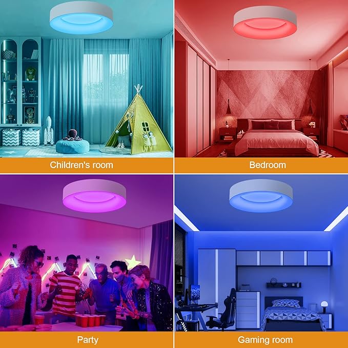 LEZOE RGB Flush Mount LED Ceiling Light Dimmable with Remote Control 11 Inch, 24W 2400lm Color Changing Ceiling Light Fixture, 3000K-6500K Ceiling Lamp for Bedroom Kitchen Hallway Party Living Room