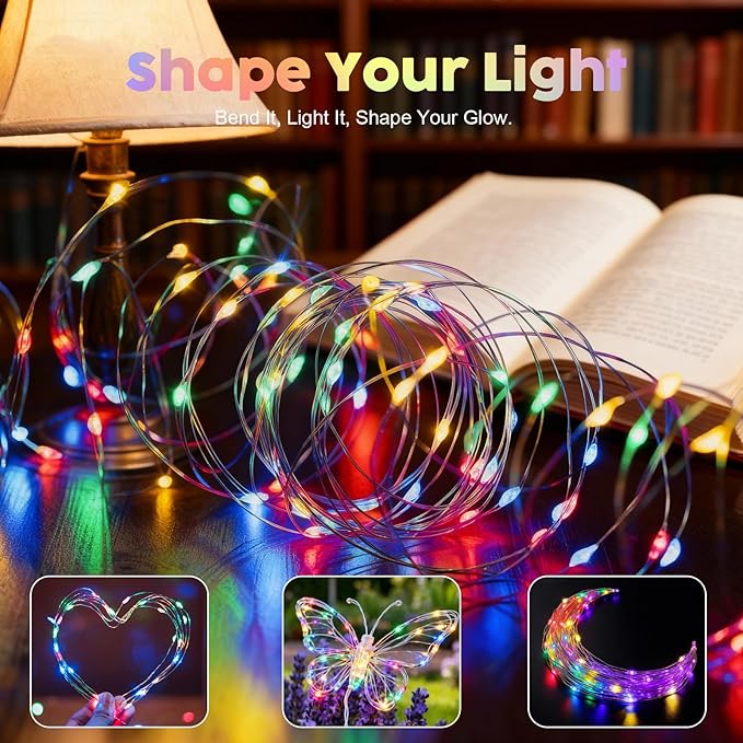 Lemical 10 Pack Fairy Lights Battery Operated 9.8FT 30 LED Twinkle Lights 3 Modes Waterproof Bulk Mini Copper Wire Firefly String Light for Christmas Mason Jars DIY Wedding Table Decor(Multicolor)