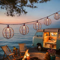 8.5Ft Outdoor Decorative Patio Lights, 10L Beaded Copper Wire Ball Style Lantern Lights, Connectable Weather-Resistant Indoor Outdoor Boho String Lights for Home Pergola Campings Porch Party Backyard