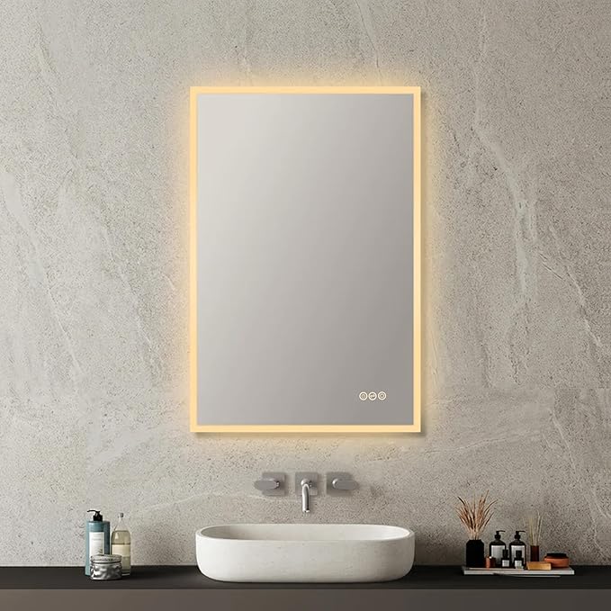 Blossom 24"X36" LED Bathroom Mirror with Lights, Front Lit and Backlight, Stepless Dimmable, Anti-Fog, Shatter-Proof Tempered Glass, Memory, 3 Colors Lighting Bathroom Mirrors for Vanity