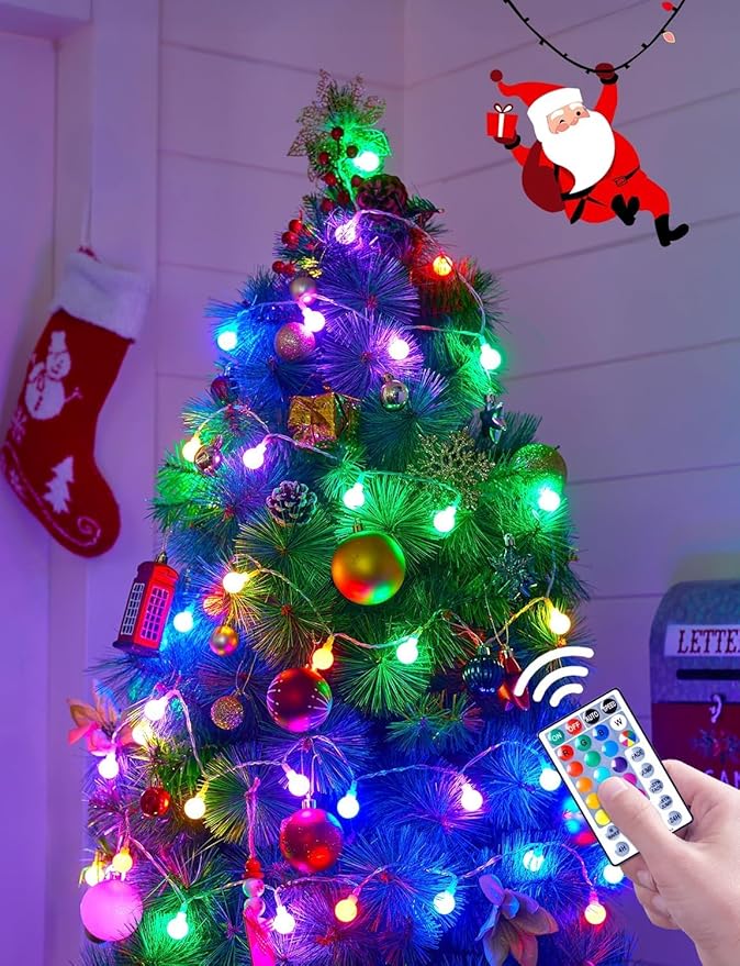 Minetom Color Changing Globe String Lights, 33 Feet 100 Led Fairy Lights Plug in with Timer Remote, Christmas Lights for Camping Dorm Party Wedding Indoor Outdoor Decoration (16Color + Multicolor)