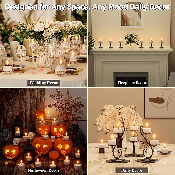 Rechargeable Flameless Tea Lights Candles with Charging Station 8Pcs Battery Tea Lights with Remote & Timer LED Tealight Flickering Realistic for Home Christmas Wedding Decor - White