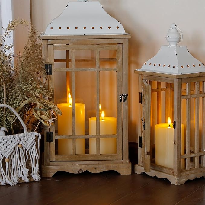 Flameless Flickering 4" x6" Real Wax Ivory Remote Candles with Candle Grease, Pack of 2 Timer LED Battery Operated Fake Warm Light Pillar Candles for Home, Banquet, Ceremony Decoration