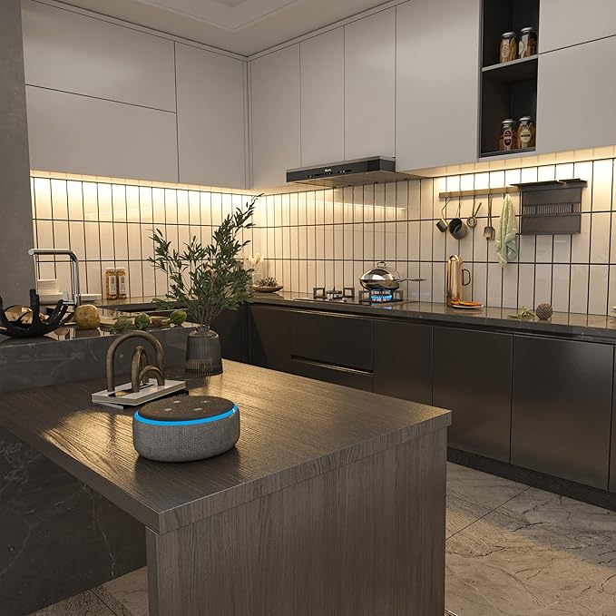 LAMPAOUS LED Under Cabinet Lighting Hardwired,White and RGB Multi Colored Smart Cabinet Lights with Remote App, Alexa and Google Compatible WiFi Blutooth Wireless Undermount Lamp for Kitchen