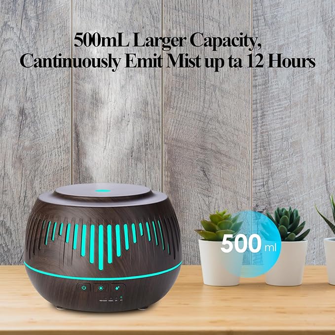 Humidifiers for Bedroom Large Room Home Whole House Baby Kids Plants,Cute Aromatherapy Diffuser 500ml Ultrasonic Cool Mist Humidifier Quiet,Essential Oil Diffusers with LED Night Light Remote