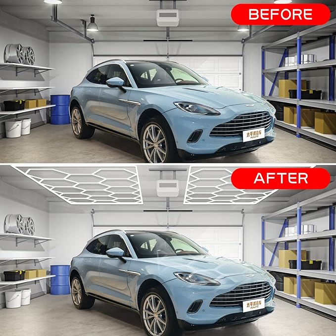 LED Hexagon Garage Light - Super Bright 900W 108000LM Car Detailing Shop Ceiling Lights Lighting System for Home Gym Workshop Basement Warehouse 45CM/Lamp Tube