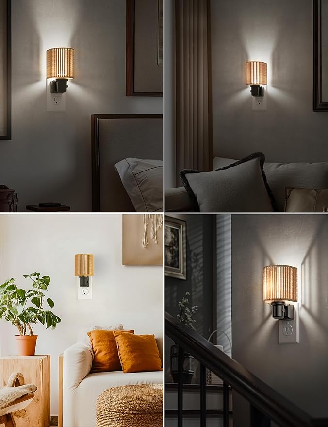 L LOHAS LED Night Lights Plug into Wall, Boho Night Light, Decorative Bohemian Night Lights, Dimmable 0-100LM, Daylight White, Light Sensor, Vintage NightLight Farmhouse for Bedroom Bathroom, 1 Pack