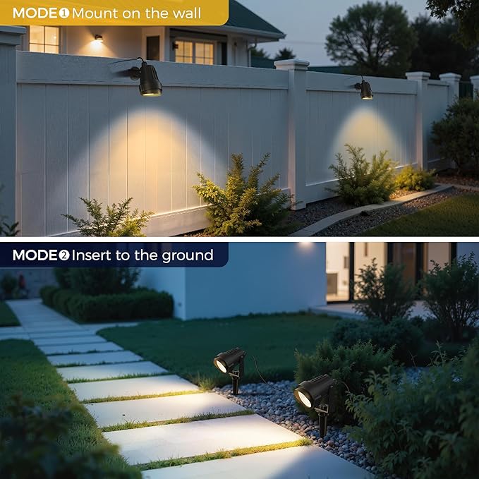 L LOHAS LED 5W Low Voltage Landscape Lighting, 12V 24V Outdoor Spot Lights with Connectors, IP66 Waterproof 3000K Warm White Plug in Spotlights for Yard, Garden, Pathway, House (6 Pack)