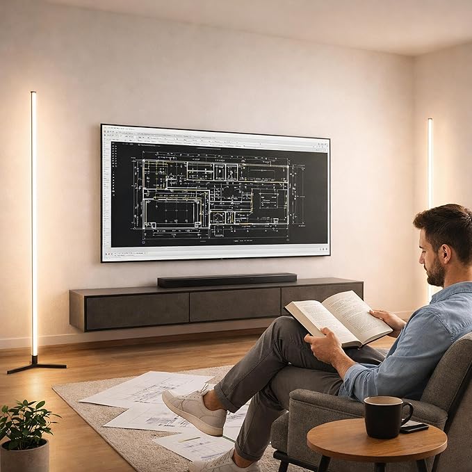 2 Pack Corner Floor Lamp - 57'' Tall RGB Lamp with Music Sync, 16 Million Colors, 88 LED Dual RGB White, Voice & App Control Mood Light with Timer & Remote for Gaming, Bedroom & Living Room