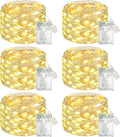 btfarm 6 Pack Fairy Lights Battery Operated with Timer, 16.4 FT 50 LED Silver Wire Twinkle String Lights 8 Modes Dimmable Waterproof for Indoor Christmas Bedroom Wedding Decorations, Warm White
