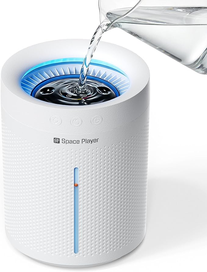 SP SpacePlayer Cordless Humidifier for Bedroom, 3L Top Fill Cool Mist Ultrasonic, 4000mAh Wireless Portable, Quiet 23dB, Auto Shut-Off, Timer, BPA Free, Easy Clean, for Baby Nursery Plants Home Office