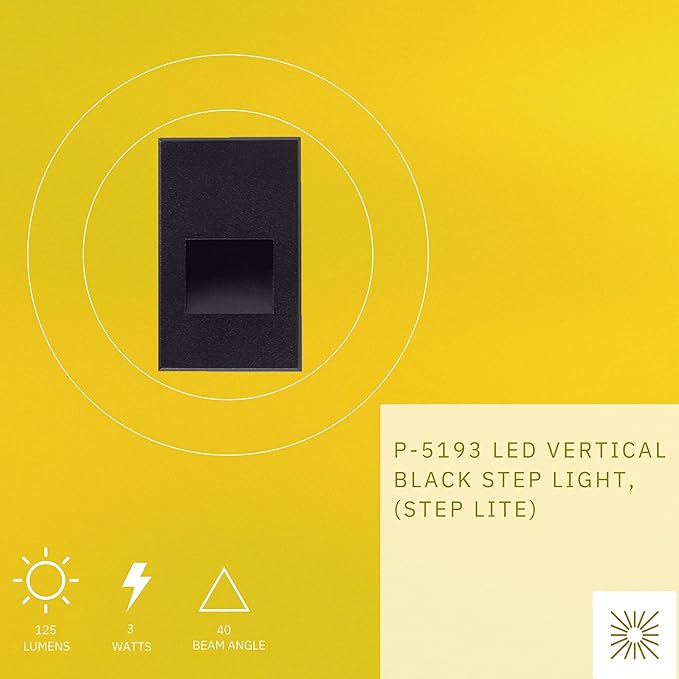 3W LED Vertical Step Lights, Black Finish, 120V Dimmable LED Stair Lights Indoor and Outdoor, 125 Lumens, CRI 90+, IP-65 IC Rated, ETL Listed, Cool White 4100k