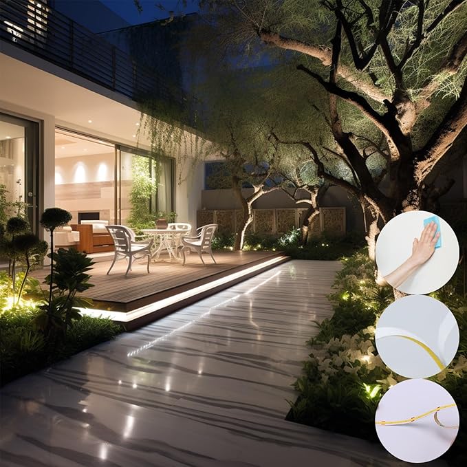 24V Diffused COB LED Strip Light 65.6ft (2 Rolls of 32.8ft), 4000K Natural White Outdoor Milky Silicone Waterproof, 11W/M CRI 93 LED Tape Lights with Power Supply for Bedroom Courtyard