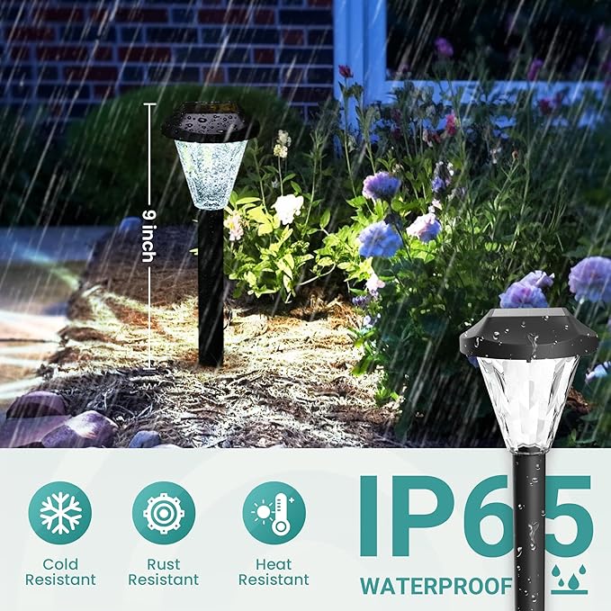 GIGALUMI 10 Pack Solar Lights Outdoor Waterproof, Outdoor Solar Lights for Yard, Solar Garden Lights, Yard Decorations Outdoor for Pathway, Patio, Garden, Driveway, Lawn, and Landscape(Cold White)