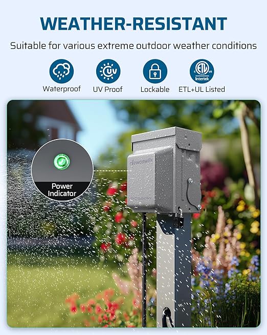 DEWENWILS Outlet Box with Switch, 20 AMP Outdoor Electrical Outlet Box with WRTR GFCI Receptacle, Rainproof 3R Enclosure, Metal Power Switch Cover for Backyard, Outdoor Lighting, ETL Listed