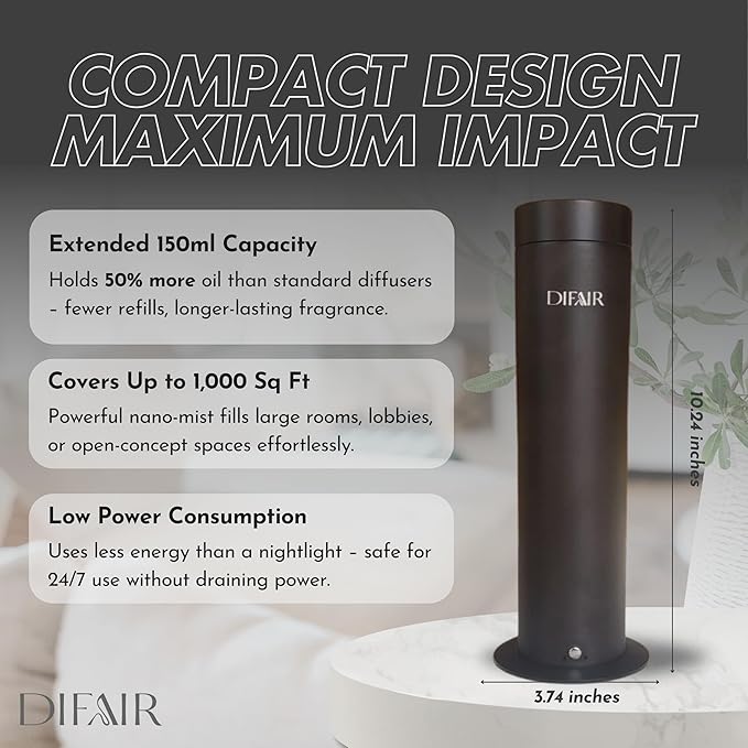 Waterless Diffuser Essential Oil Diffuser for Home, Leak Proof Nano Atomizing Oil Diffuser, Bluetooth Remote Controlled Silent Diffusers for Bedroom Spa Hotel Collection Style Scents