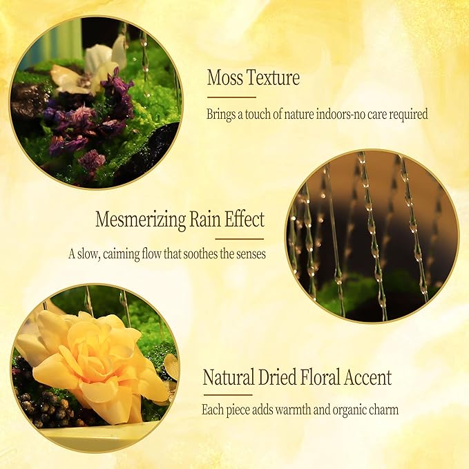 Forest Series Flower Fairy Oil Rain Lamp - Gradient Green Fairycore Decor, Resin Statue with Yarn-Knitting Craft, Sensory Mood Light & Aroma Diffuser (Complete Set)